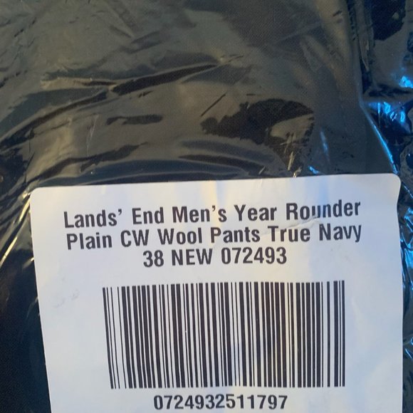 NWT LANDS' END MEN'S YEAR ROUNDER PLAIN FRONT CW WOOL PANTS TRUE NAVY 38, 42 - Picture 6 of 10